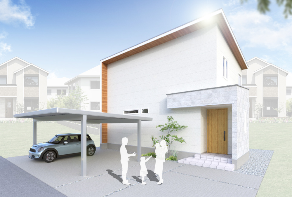 【完成予想図】冬の富山に嬉しいカーポート付き♪