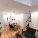 吹抜けにより開放感のあるLDK