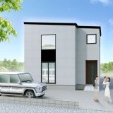 ホワイトを基調としたフラットデザインにグレーの吹付がアクセントとなった シンプルさの中にも個性ある外観です。