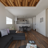 内観予想図①羽目板×高天井のあるリビング