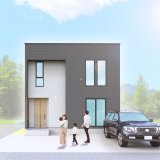 エッジの効いた小幅なストライプのブラックカラーを基調に、正面のグレーの吹付が素材感を感じるクールモダンなデザインです。