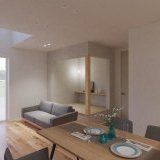 リビング入口付近に小上がりのヌックを設計し、こぢんまりとした居心地のいい空間でホッと一息できます。