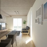 【完成予想図】リビングの一部に高天井を設けることで、開放感と抜け感のある空間になっています。