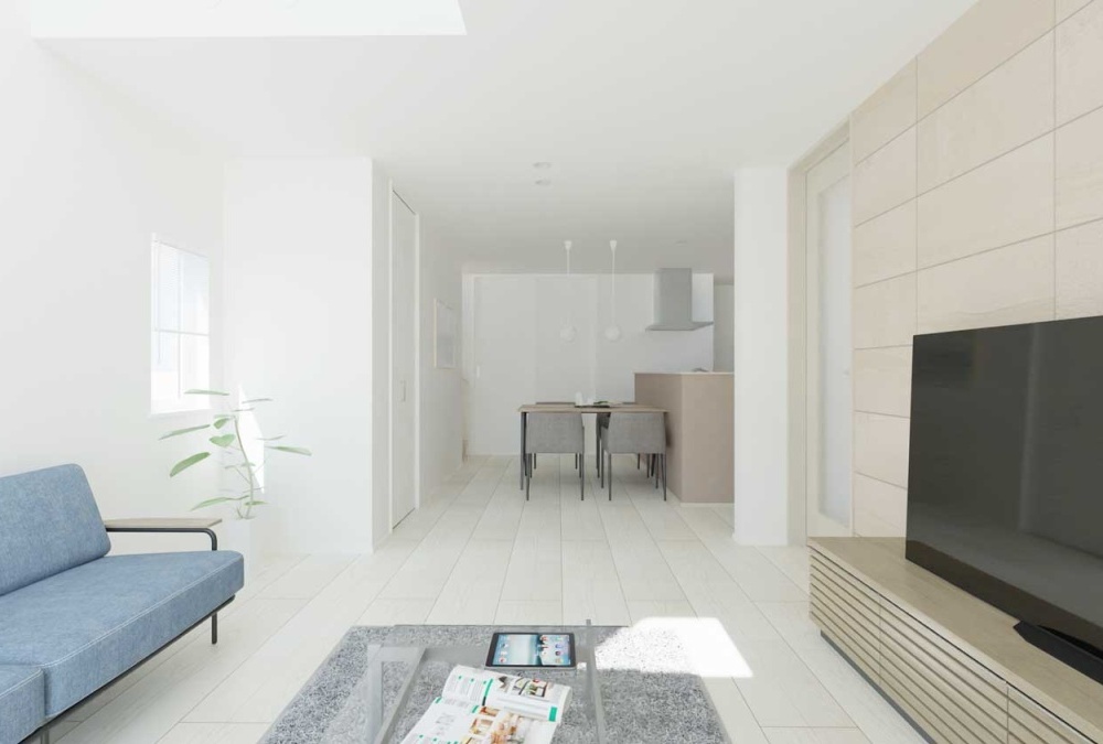 内観予想図①東側吹抜けのあるリビング