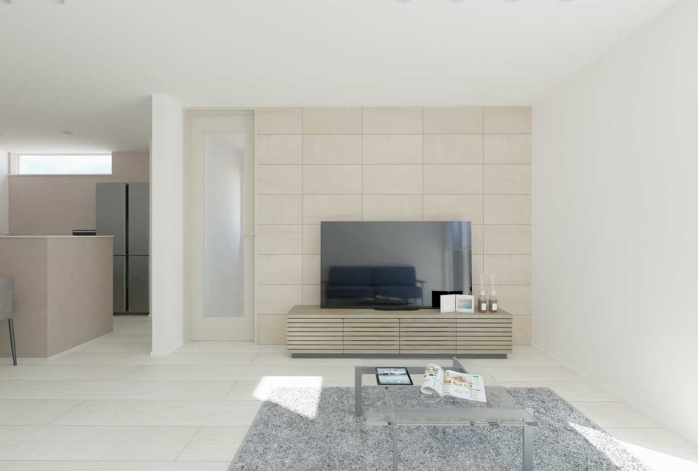 内観予想図②リビングの一部にはエコカラットウォールを採用♪