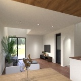 【完成予想図】下がり天井×吹抜けのコントラストが、ＬＤＫに開放感を演出してくれます。