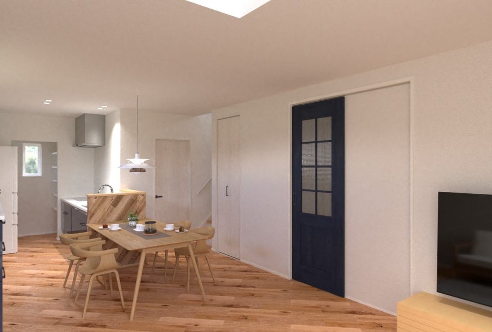 フローリングを斜め張りにし、個性溢れるLDKになっています♪