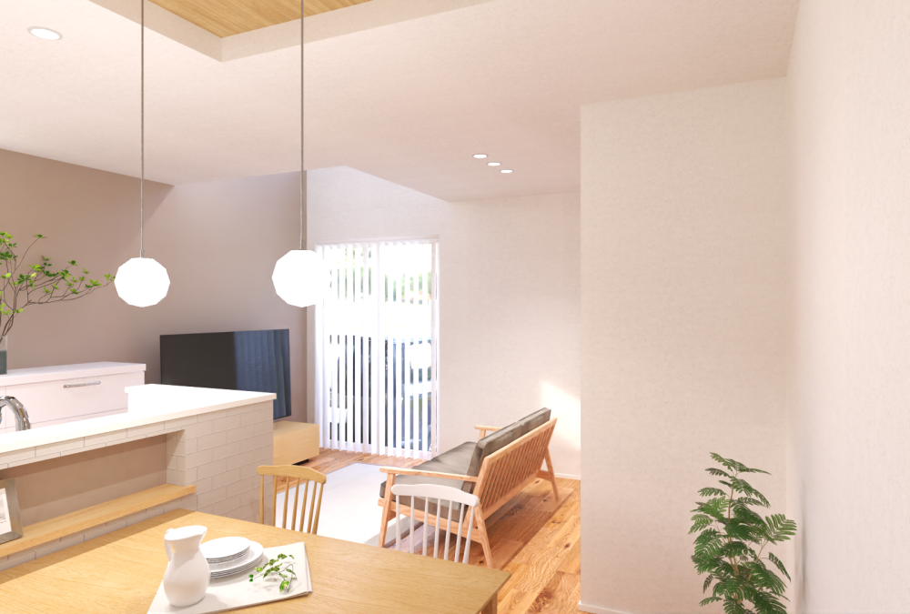 LDKは16.4帖で天井高が2.5mのため圧迫感なく過ごせます。さらに吹抜があることで帖数以上の開放感を感じられます♪