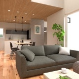 内観予想図①木目の天井クロスで温もりのある空間