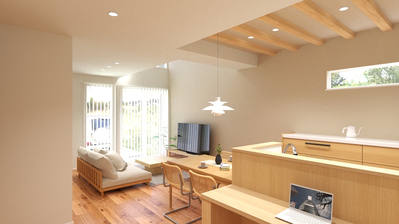 内観予想図②全体的にナチュラルな色合いでまとめた飽きの来ない内装です。