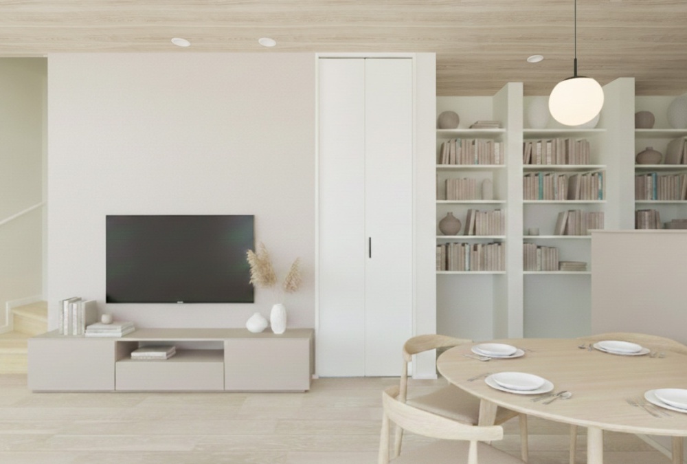 【内観予想図】コンパクトな間取りでも快適にお過ごしいただけるよう、随所に収納を配置した住まいです。