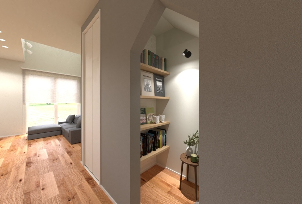 LDKの一角には、こもり感のあるヌックを設けました。