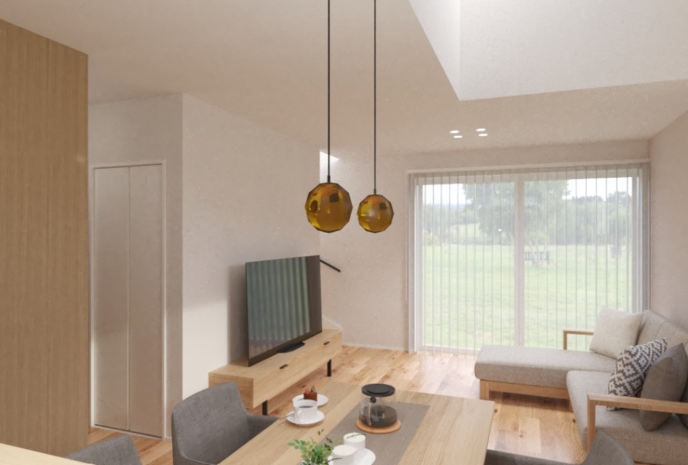 LDKは19帖の大空間で、天井高も2.5mのため圧迫感なく過ごせます。さらに吹抜があることで帖数以上の開放感を感じられます♪