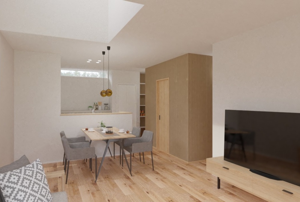 キッチン横にはパントリー収納、階段下にも設けた収納スペースなど、分散した収納計画がお住まいをスッキリしてくれます。