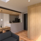 ダイニング・キッチンの天井を15㎝折り下げることで落ち着きのある空間を作りだし、天井を木調にすることで上質で高級感をプラスします♪