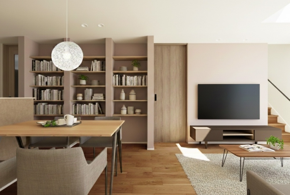 【完成予想図】ファミリークローク・パントリー・壁面収納など、収納を豊富に備えています♪