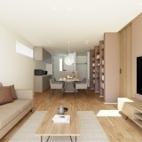 【完成予想図】リビング・ダイニング・キッチンが一続きになった広々とした18.5帖のLDK。