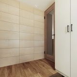 【完成予想図】玄関ホールに入ると、エコカラットのアクセントウォールがお出迎え。機能性×デザイン性を両立するエコカラットは、玄関の雰囲気を格上げしてくれます。