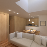 木目調のクロスは、お部屋全体が落ち着きのあるモダンな雰囲気を演出させます♪