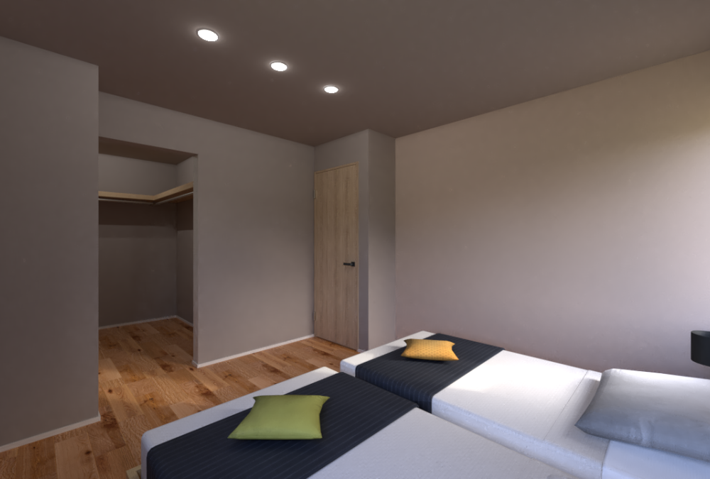 落ち着いた雰囲気のある寝室は、6.6帖の広さがあり、ゆとりのある空間です。