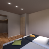 落ち着いた雰囲気のある寝室は、6.6帖の広さがあり、ゆとりのある空間です。