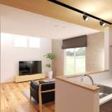 「下がり天井×木目クロス」の落ち着きと「吹き抜け」の開放感が、上質な空間を演出します。