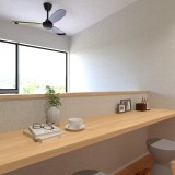 2階の吹抜け部にカウンターを設け、幅広のワークスペースを作りました♪