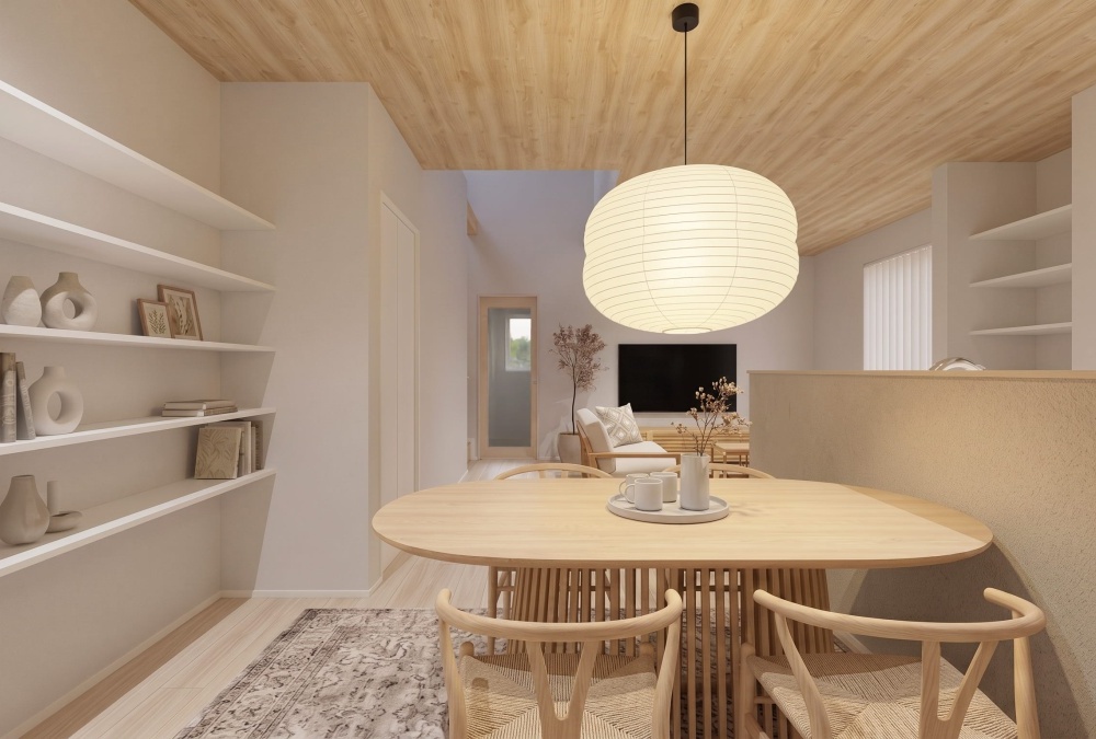 【完成予想図】温かみのあるグレージュで、クロスや建具を上品に構成。今大注目のジャパンディスタイルにもぴったりの内装デザインです。