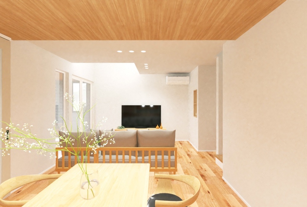 東側に大きな開口部を設け、朝からたっぷりと光を採りこめて、気持ちの良い朝を迎えることができます♪