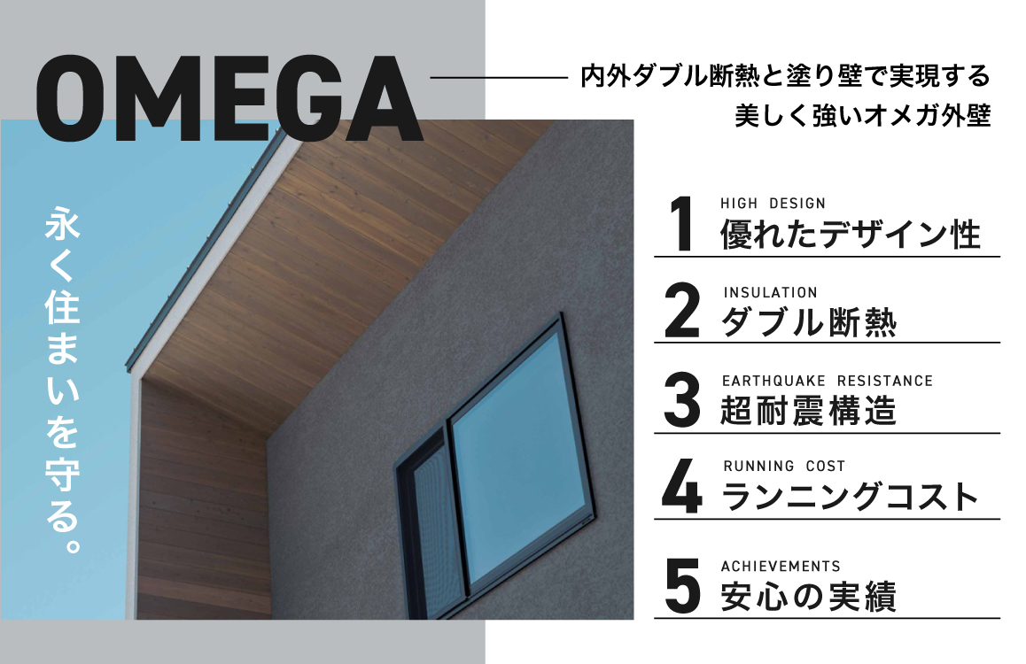 外断熱と割れない塗り壁「オメガシステム」