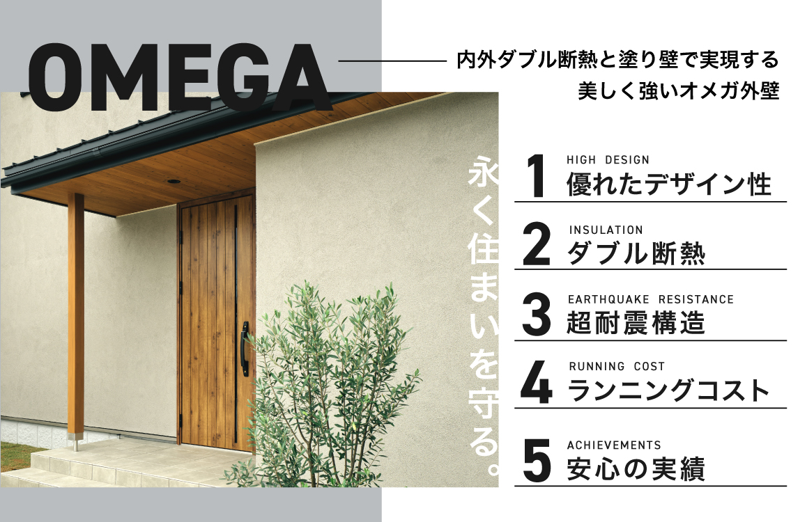 外断熱と割れない塗り壁「オメガシステム」