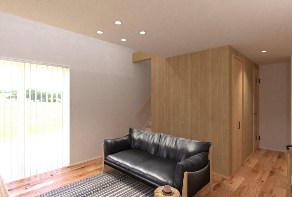 内観予想図③木目調クロスで温もりのあるLDK