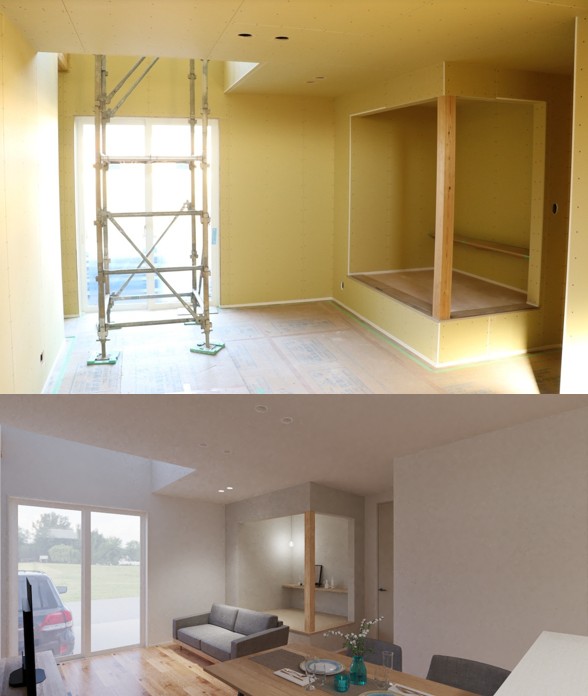 LDKの一角にそっと設けた、小上がりヌックのある生活はいかがですか？